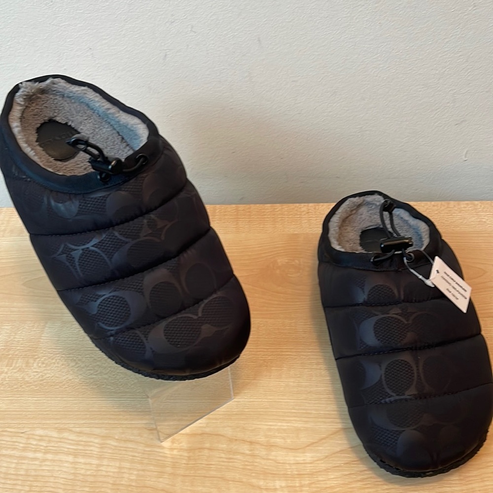 Coach Rachelle Monogram Quilted Nylon Drawstring Toggle-Slippers- 2 Colors - New - Picture 2 of 13